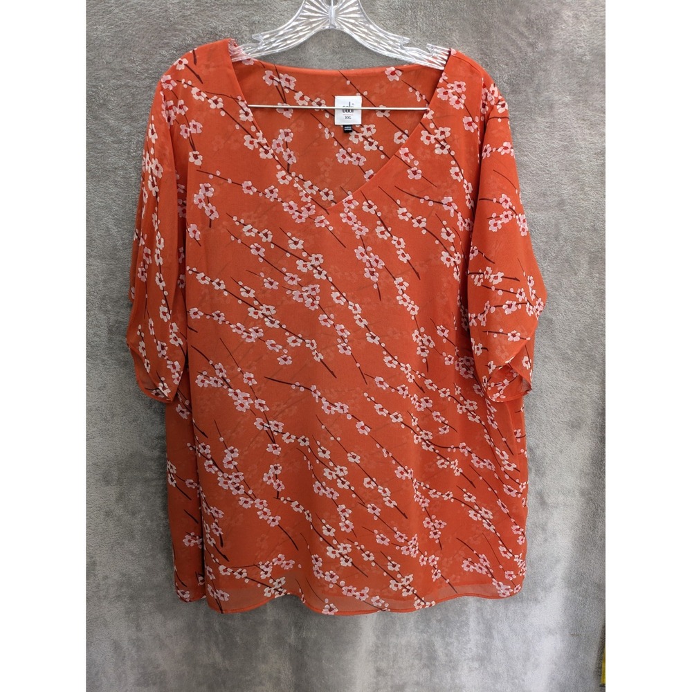 Cabi Blouse Womens XXL Cherry Blossom Split Sleeve Cottagecore Bohemian Romantic